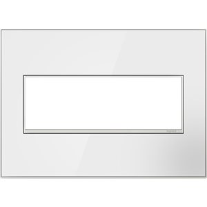 Legrand adorne Mirror White on White 3-Gang Screwless Wall Plate