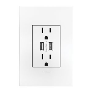 Legrand adorne White 15 A Decorator Tamper Resistant Residential Outlet with Wall Plate