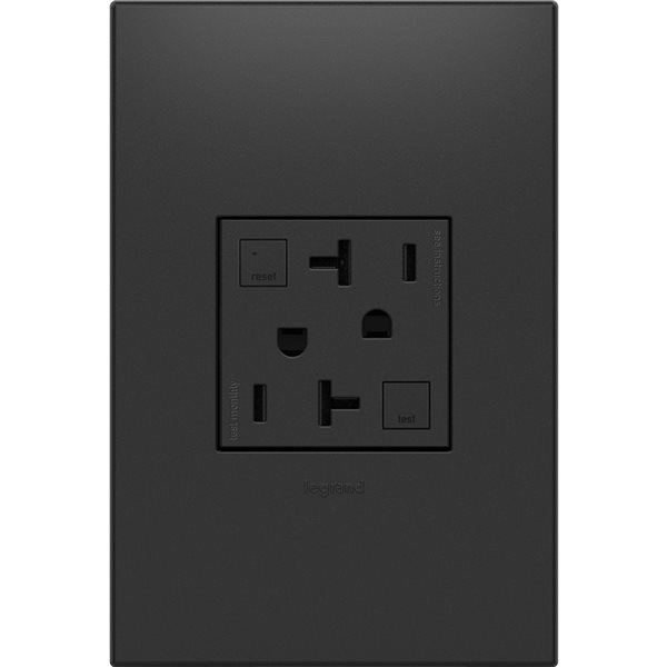 Legrand adorne Graphite Grey 15 A Square Tamper Resistant GFCI Protection Residential Outlet