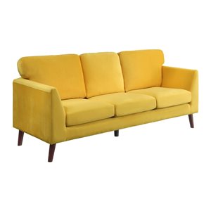 Hometrend Tolley Modern Yellow Velvet Sofa
