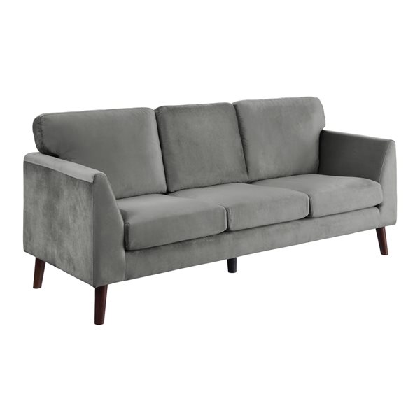 HomeTrend Tolley 2-Piece Grey Velvet Living Room Set (Loveseat and Sofa)
