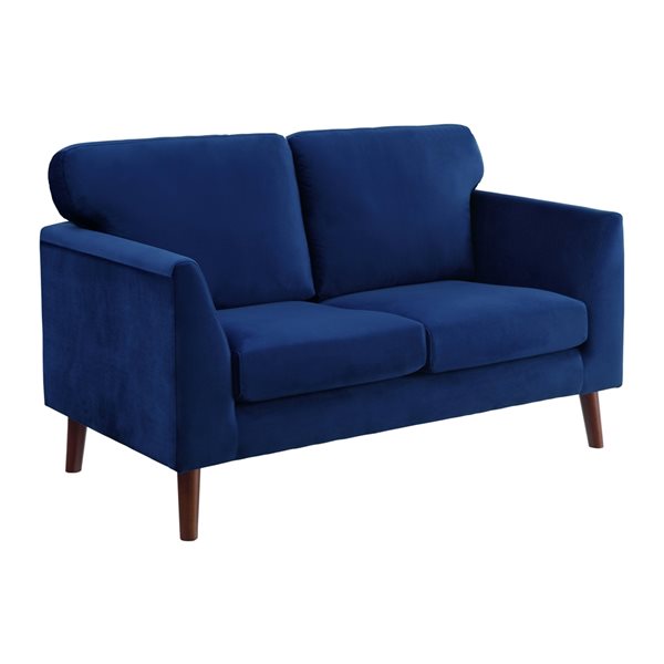 HomeTrend Tolley 2-Piece Blue Velvet Living Room Set (Loveseat and Sofa)