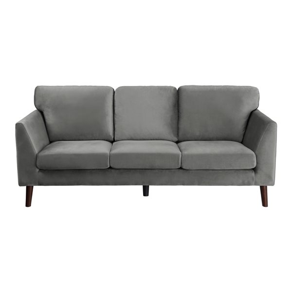 Hometrend Tolley Modern Grey Velvet Sofa