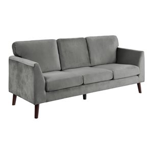 Hometrend Tolley Modern Grey Velvet Sofa