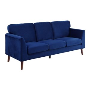 Hometrend Tolley Modern Blue Velvet Sofa