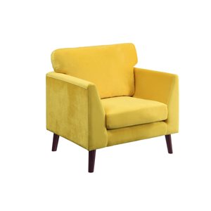 Chaise d'appoint moderne Tolley en velours jaune de HomeTrend