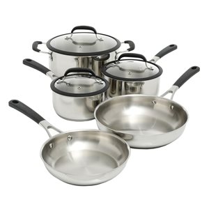 Oster Cuisine Belton 8-Piece Cookware 12.6-in Stainless Steel Cookware Set Lid Included