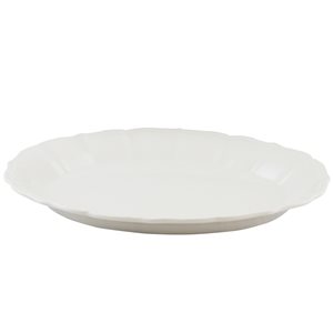 Gibson Home Café Posh Oval Durastone Embossed Tray Platter in White