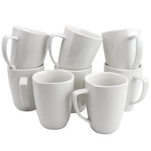 Gibson Home Zen Buffet Ware 12 oz. Square Ceramic Mug Set in White, Set of 8