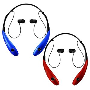 Befree Sound Blue/Red Earbud Headphones with Microphone - 2-Pack
