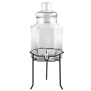 Gibson Home Antiqua Bay Clear Glass 3,79 L Beverage Dispenser with Wire Stand