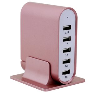 Trexonic 7.1A 5-Port Universal USB Compact Charging Station, Rose Gold