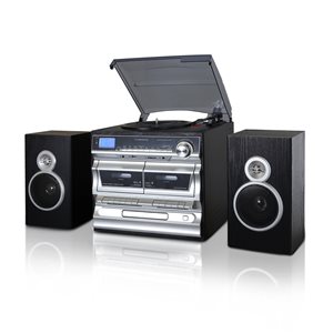 Trexonic 3-Speed Turntable with CD Player, Double Cassette Player, USB Recording