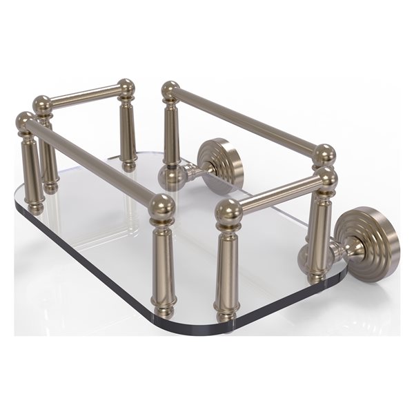 Allied Brass Waverly Place Wall Mount Glass Towel Tray in Antique Pewter