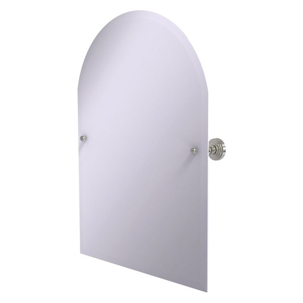 Allied Brass Waverly Place 23.5-in Satin Nickel Arched Frameless Bathroom Mirror