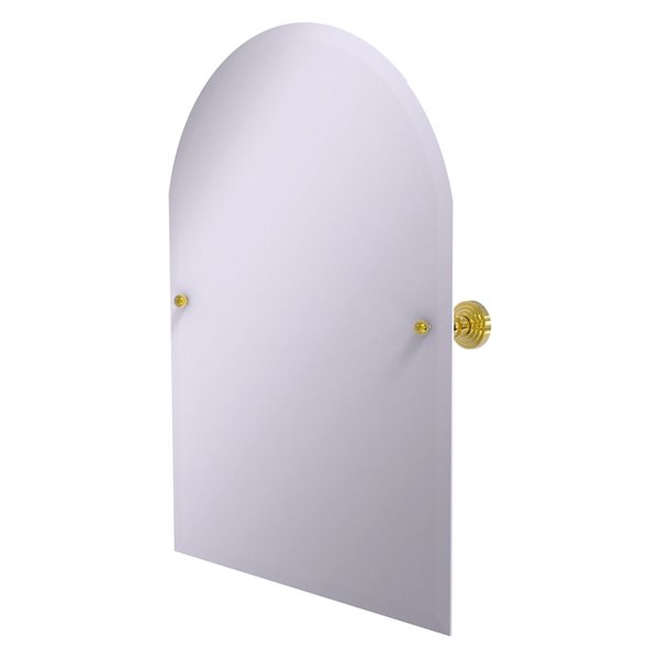 Allied Brass Waverly Place 23.5-in Polished Brass Arched Frameless Bathroom Mirror