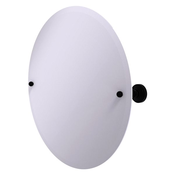 Allied Brass Prestige Skyline 22-in Matte Black Round Frameless Bathroom Mirror