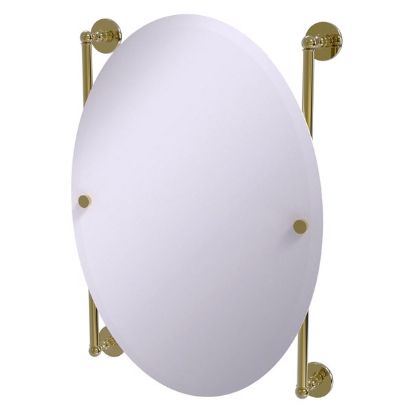 Allied Brass Prestige Skyline 21-in Unlacquered Brass Oval Frameless Bathroom Mirror
