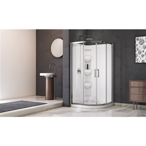 A&E Bath and Shower Limon White 76-in x 38-in x 38-in Neo-Round Corner Shower Kit - 3-piece