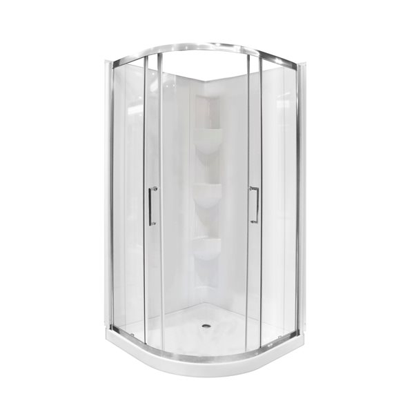 A&E Bath and Shower Limon White 76-in x 38-in x 38-in Neo-Round Corner Shower Kit - 3-piece