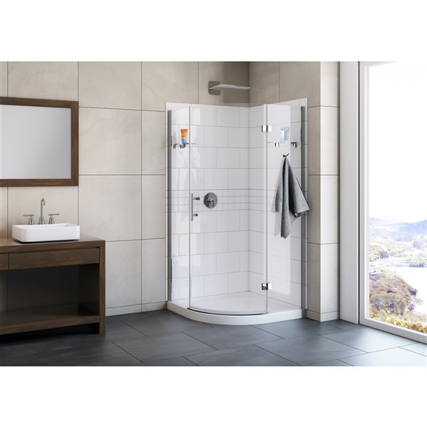 A&E Bath & Shower Risco White 75 x 38 x 38-in 3-Piece Neo-Round Corner Shower Kit