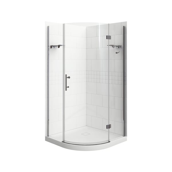 A&E Bath & Shower Risco White 75 x 38 x 38-in 3-Piece Neo-Round Corner Shower Kit