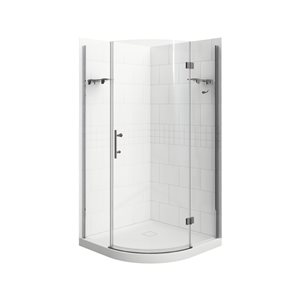 A&E Bath & Shower Risco White 75-in x 38-in x 38-in Neo-Round Corner Shower Kit - 3-Piece