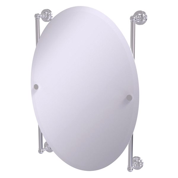 Allied Brass Dottingham 21-in Satin Chrome Oval Frameless Bathroom Mirror