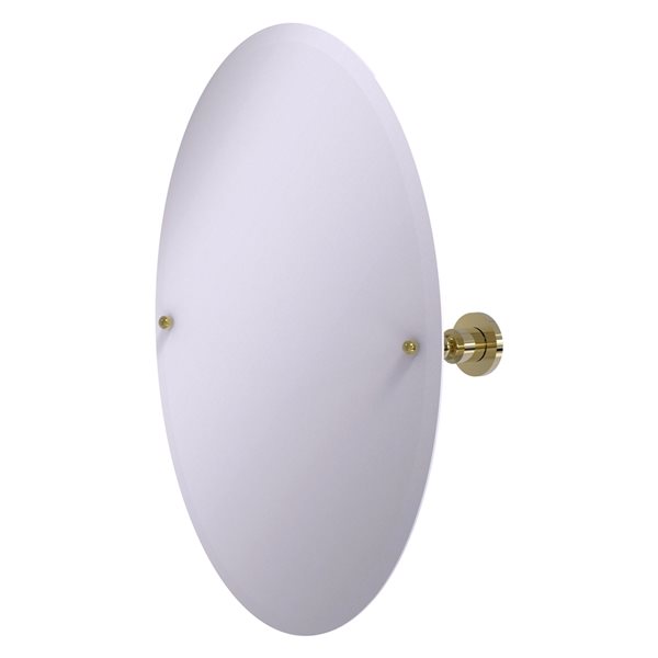 Allied Brass Astor Place 29-in Unlacquered Brass Oval Frameless Bathroom Mirror