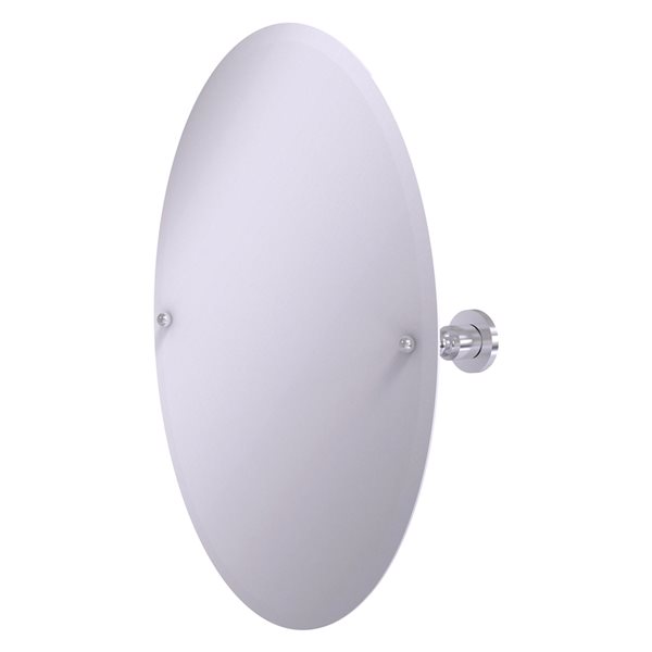 Allied Brass Astor Place 29-in Satin Chrome Oval Frameless Bathroom Mirror