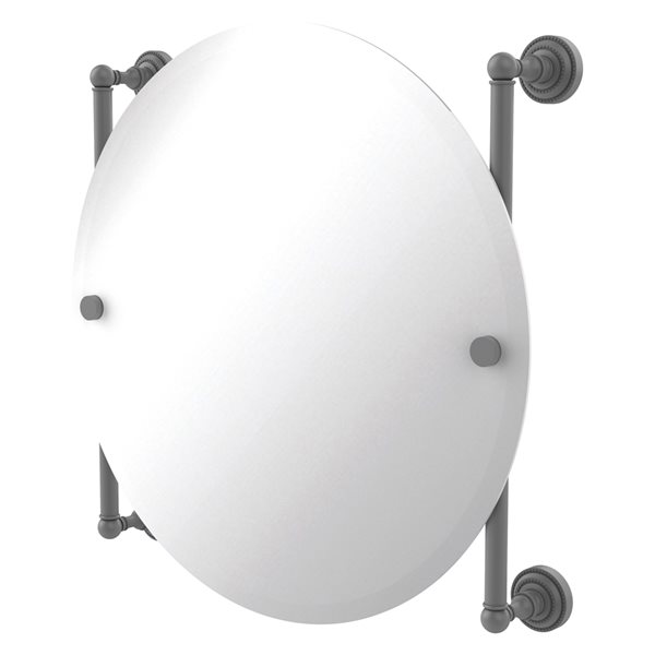 Allied Brass Dottingham 22-in Matte Grey Finish Round Frameless Bathroom Mirror