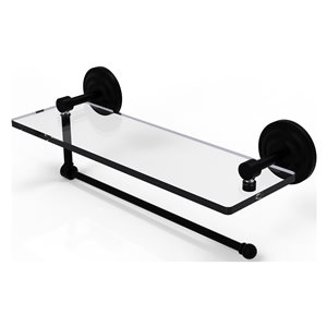Allied Brass 16-in Metal Wall Mounted Paper Towel Holder with Glass Shelf in Matte Black