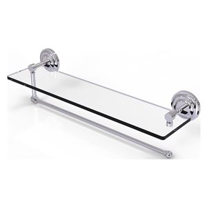 Allied Brass 22-in Metal Wall Mounted Paper Towel Holder with Glass Shelf in Polished Chrome
