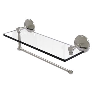 Allied Brass 16-in Metal Wall Mounted Satin Nickel Paper Towel Holder with Glass Shelf