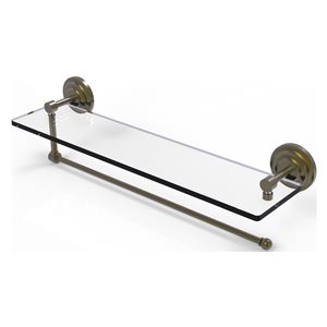 Allied Brass 22-in Metal Wall Mounted Paper Towel Holder with Glass Shelf in Antique Brass