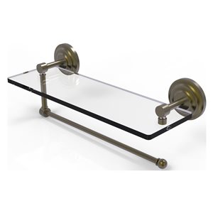 Allied Brass Metal Wall Mounted Antique Brass Paper Towel Holder with Glass Shelf