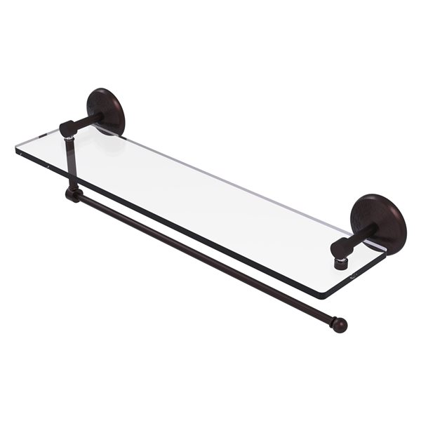 Allied Brass 22in Metal Wall Mounted Antique Bronze Paper Towel Holder with Glass Shelf RONA