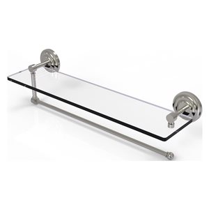 Allied Brass 22-in Metal Wall Mounted Paper Towel Holder with Glass Shelf in Satin Nickel