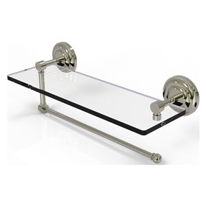 Allied Brass 16-in Metal Wall Mounted Paper Towel Holder with Glass Shelf in Polished Nickel