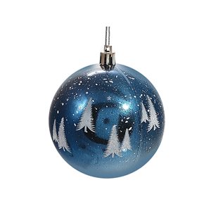 Ensemble d'ornements IH Casa Decor bleus avec sapins, paquet de 12