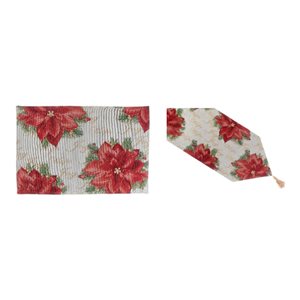 IH Casa Decor Fitted Table Cover Set with Classic Poinsettia