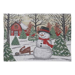 IH Casa Decor Fitted 54-in Tapestry Runner with Snowman and Red Barn