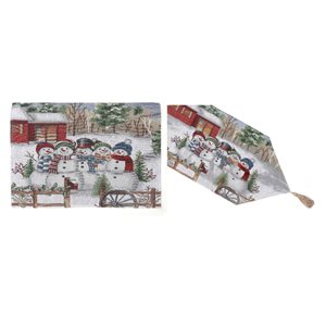 Ensemble de tapis de table ajusté par IH Casa Decor avec bonhommes de neige