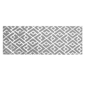 Tapis de table ajusté de 36 po par IH Casa Decor, motif de treillis, gris