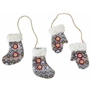 IH Casa Decor Mitts and Stockings Christmas Decoration - Set of 6