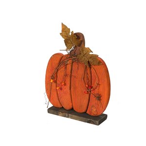 Support en bois en forme de citrouille par IH Casa Decor, orange
