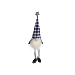 IH Casa Decor LED Gnome with White/Black Plaid Hat Christmas Decoration