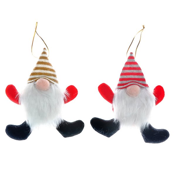 Décoration de Noël iH casadécor gnome avec chapeau rayé, ensemble de 12