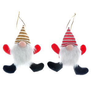 Décoration de Noël IH Casa Decor gnome avec chapeau rayé, ensemble de 12