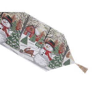 IH Casa Decor Fitted 36-in Tapestry Runner with Snowman and Red Barn
